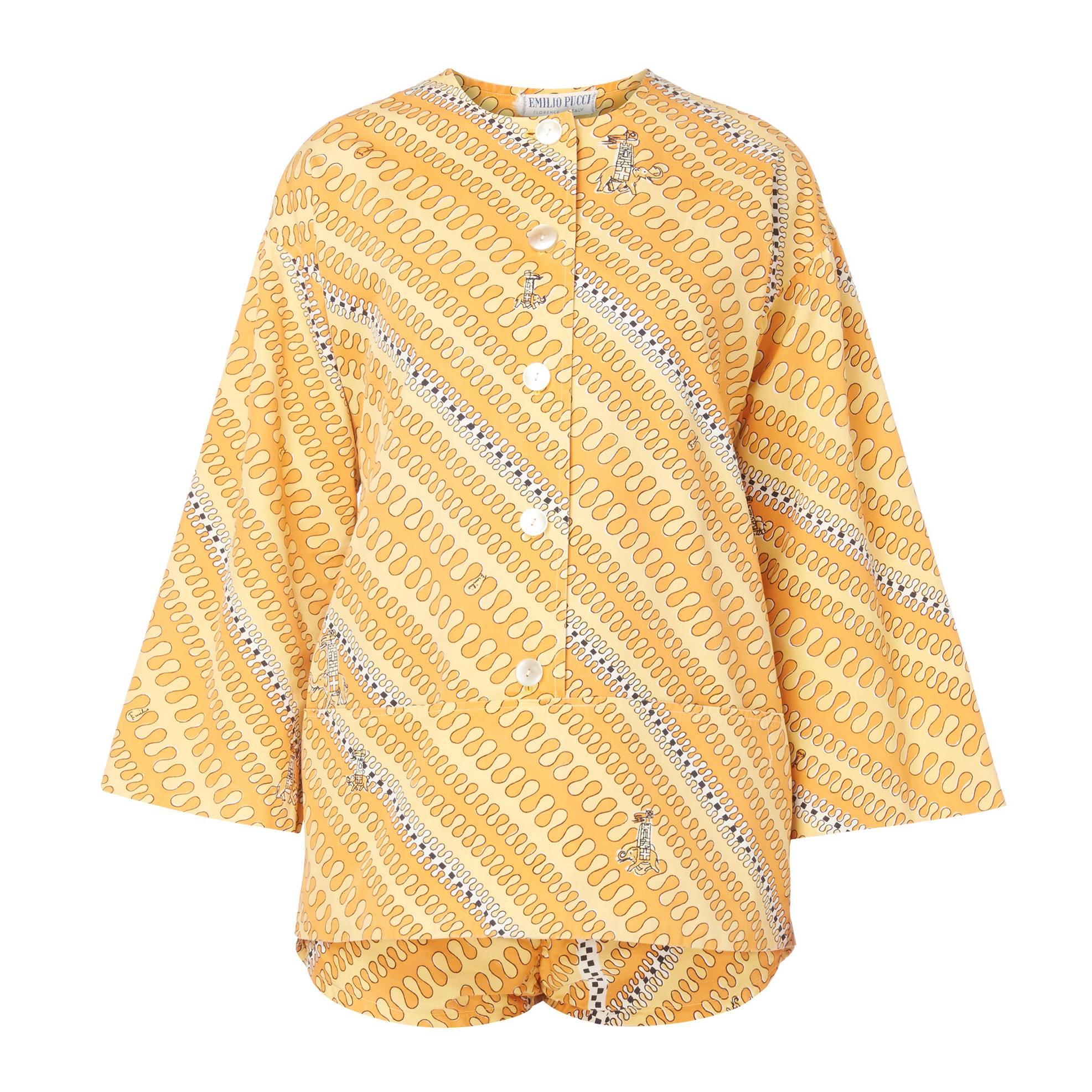 Pucci yellow & orange printed playsuit, circa 1968 For Sale