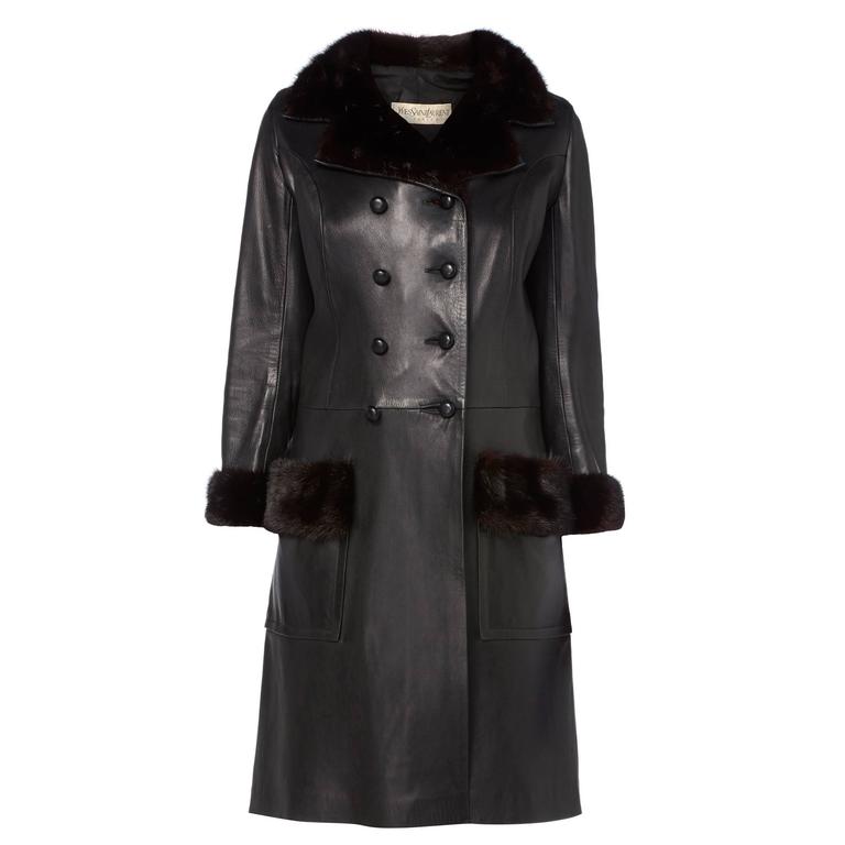 Yves Saint Laurent haute couture black leather and mink coat, Autumn ...