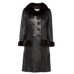 Vintage Yves Saint Laurent haute couture black leather & mink coat, Autumn/Winter 1967