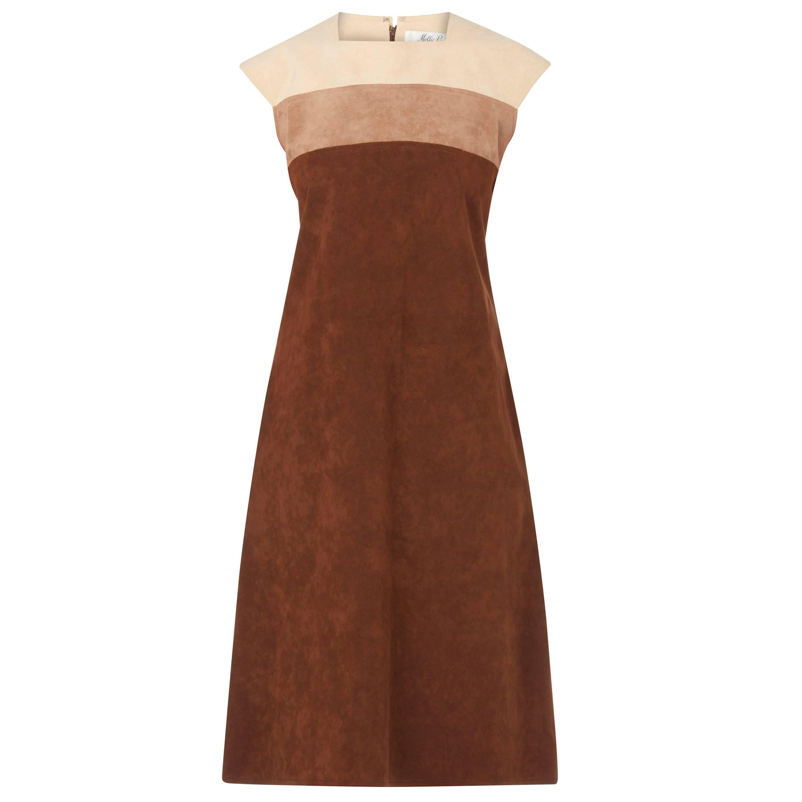 Mollie Parnis brown dress, circa 1965 For Sale
