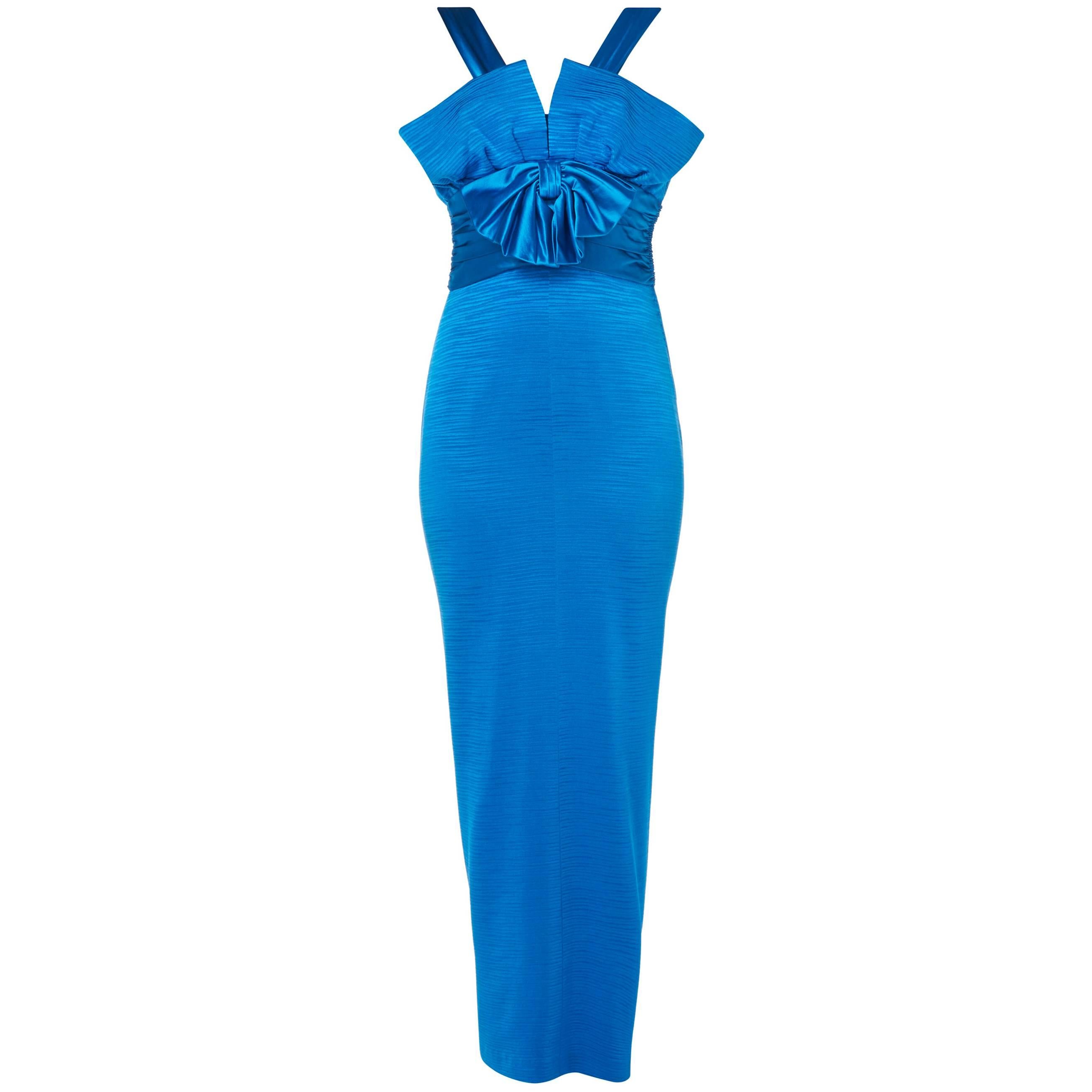 Nina Ricci blue gown, circa 1975 For Sale