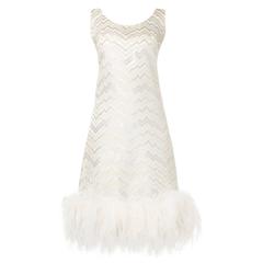 Joseph Magnin white feather dress, circa 1965