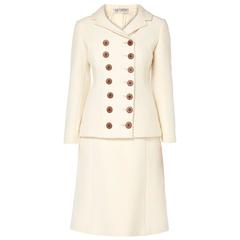 Ted Lapidus ivory skirt suit, circa 1965