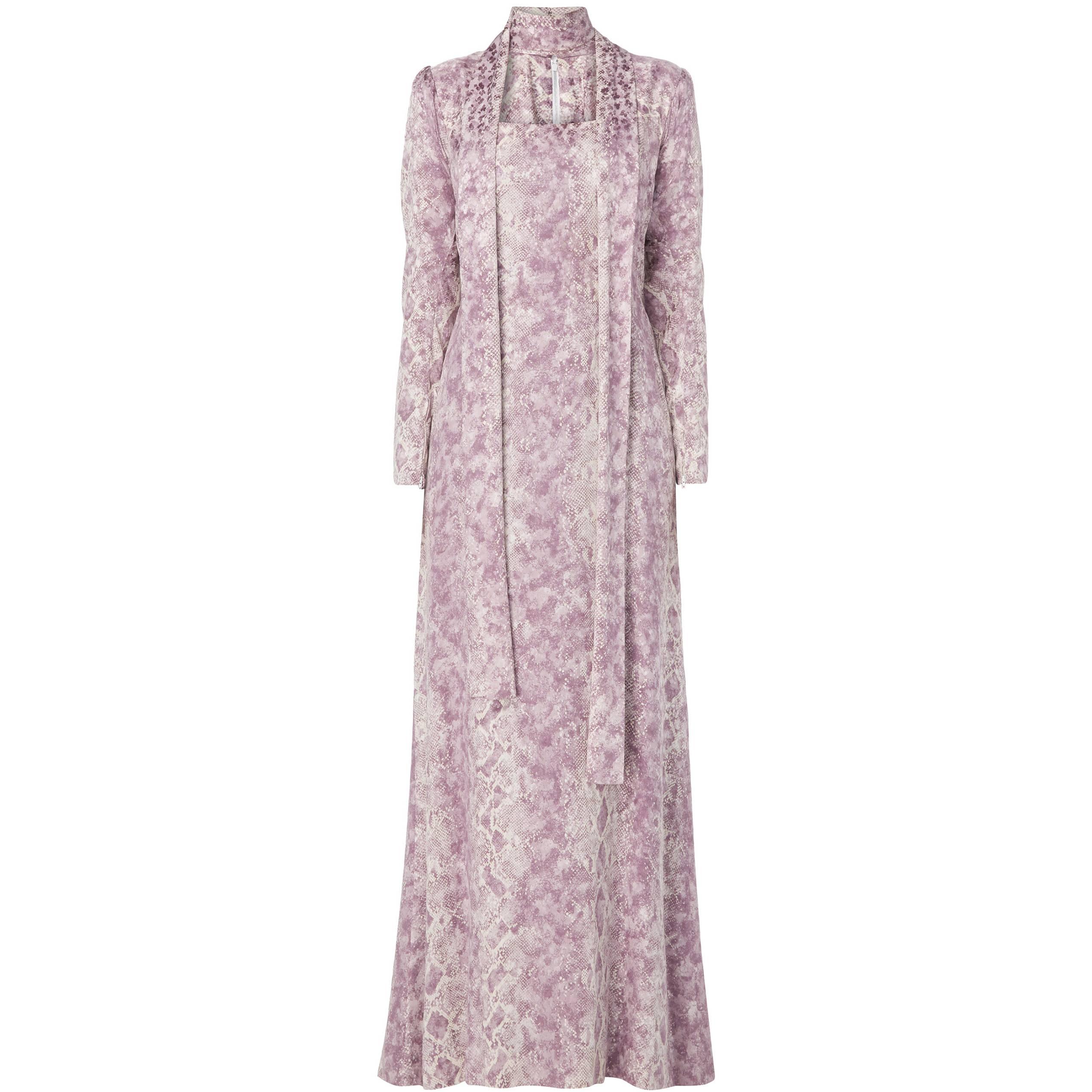 Yves Saint Laurent Haute Couture purple printed dress, Spring/Summer 1970 For Sale