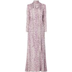 Vintage Yves Saint Laurent Haute Couture purple printed dress, Spring/Summer 1970