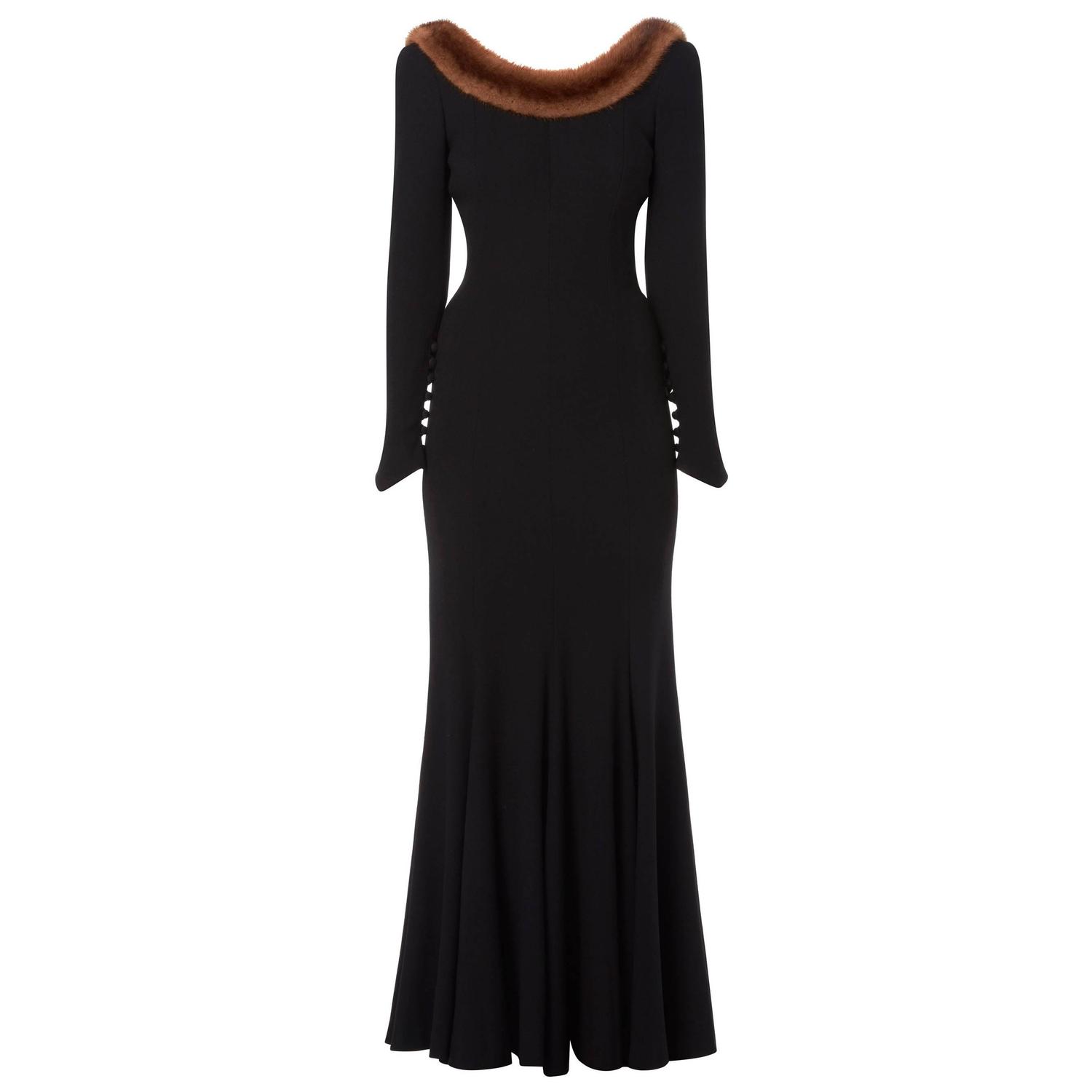 Rena Lange black gown, circa 1980 For Sale at 1stdibs