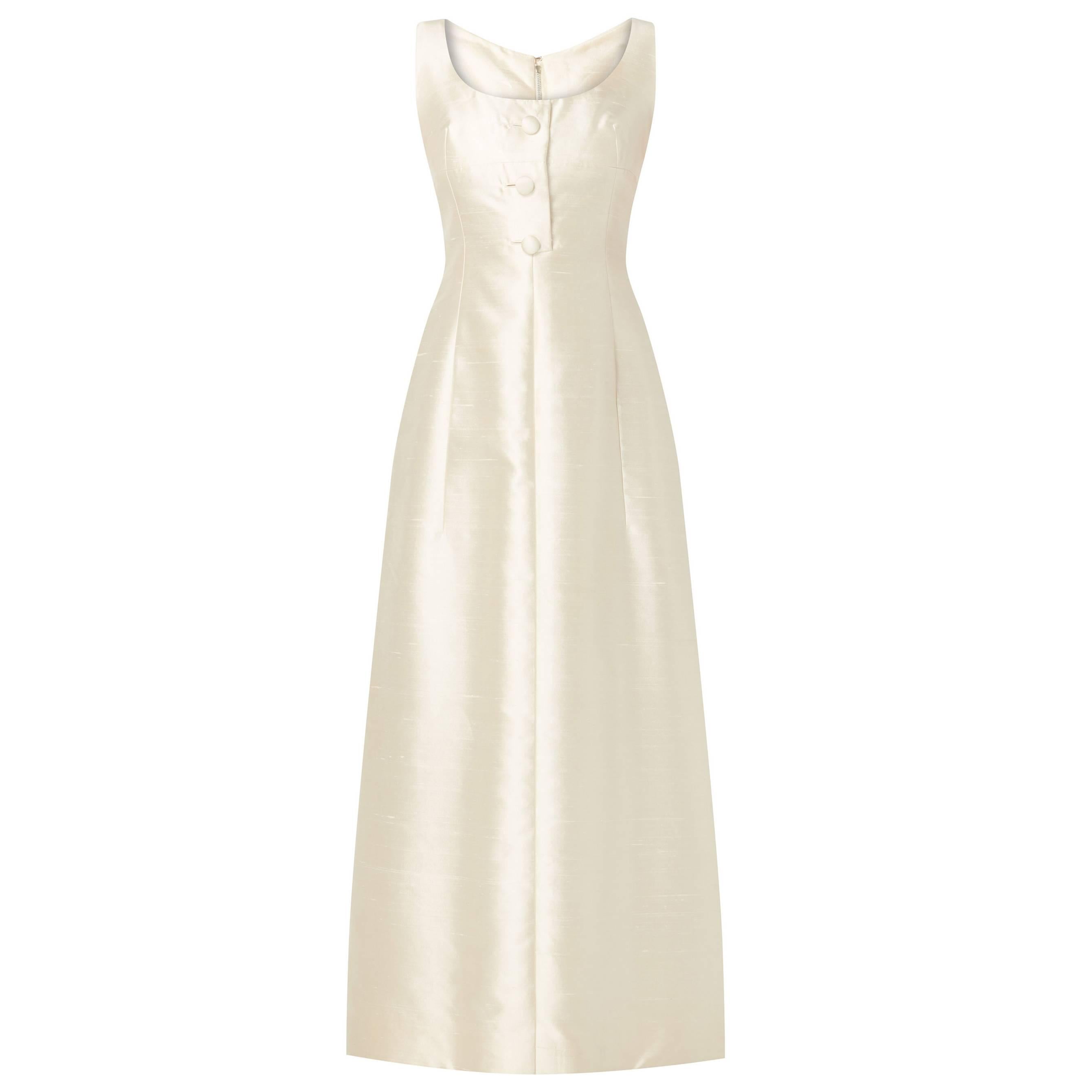 Malcolm Starr ivory silk dress, circa 1965 For Sale
