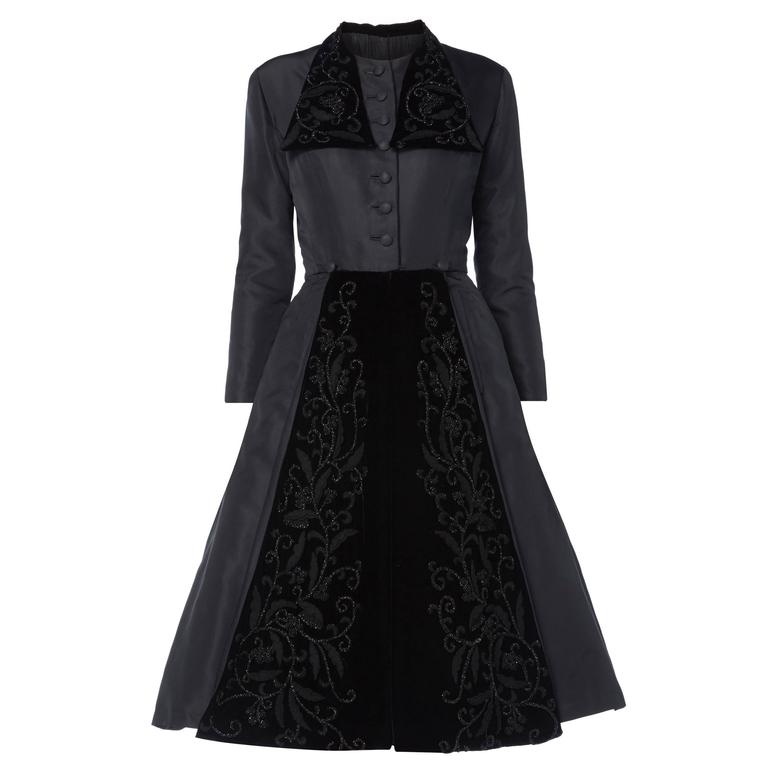 Dior Haute couture black silk dress, Autumn/Winter 1948 at 1stDibs