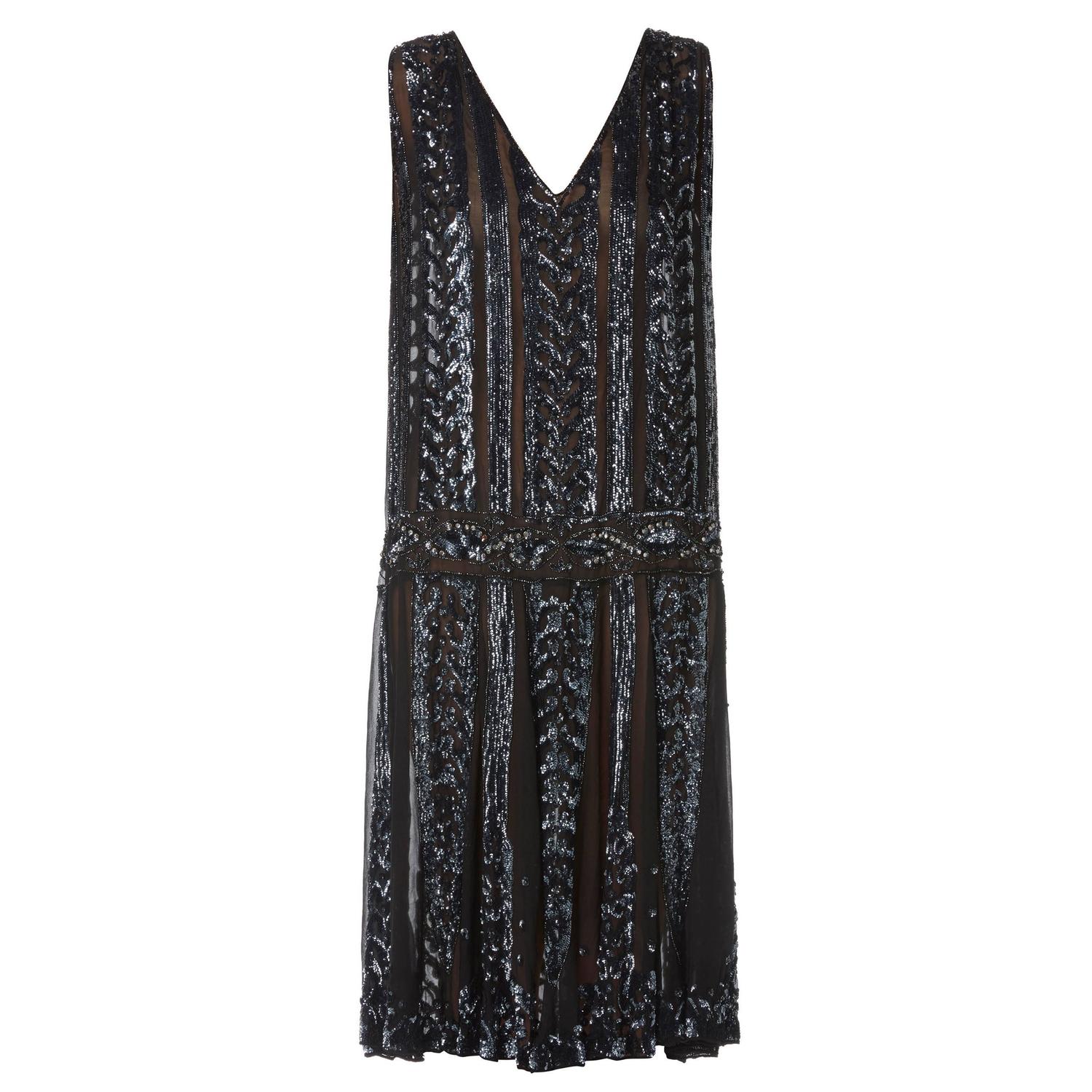 Great Unknown black silk flapper dress, circa 1928 For Sale at 1stdibs