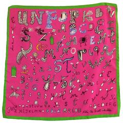 Niki de Saint Phalle Wacky Alphabet Handkerchief, Pocket Square, or Mini Scarf