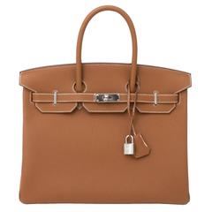 BRAND NEW Hermès Birkin Bag 35 PHW Togo Gold