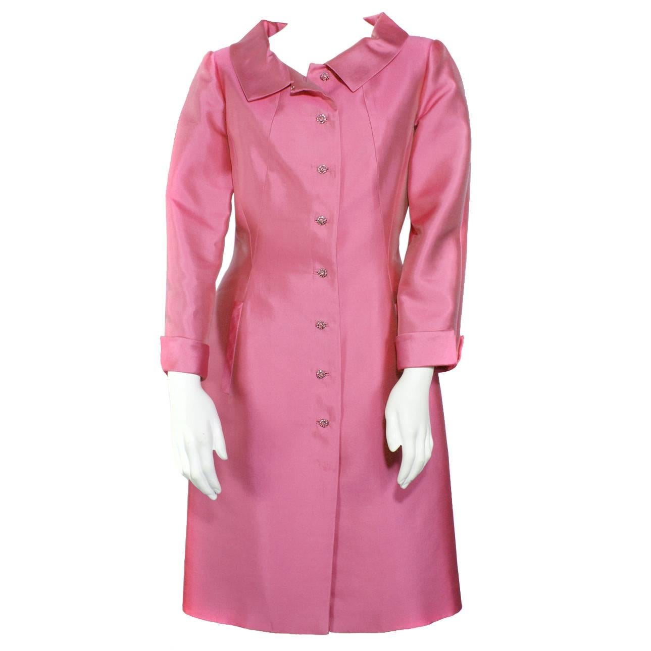 Oscar de la Renta Pink Button Down Coat For Sale