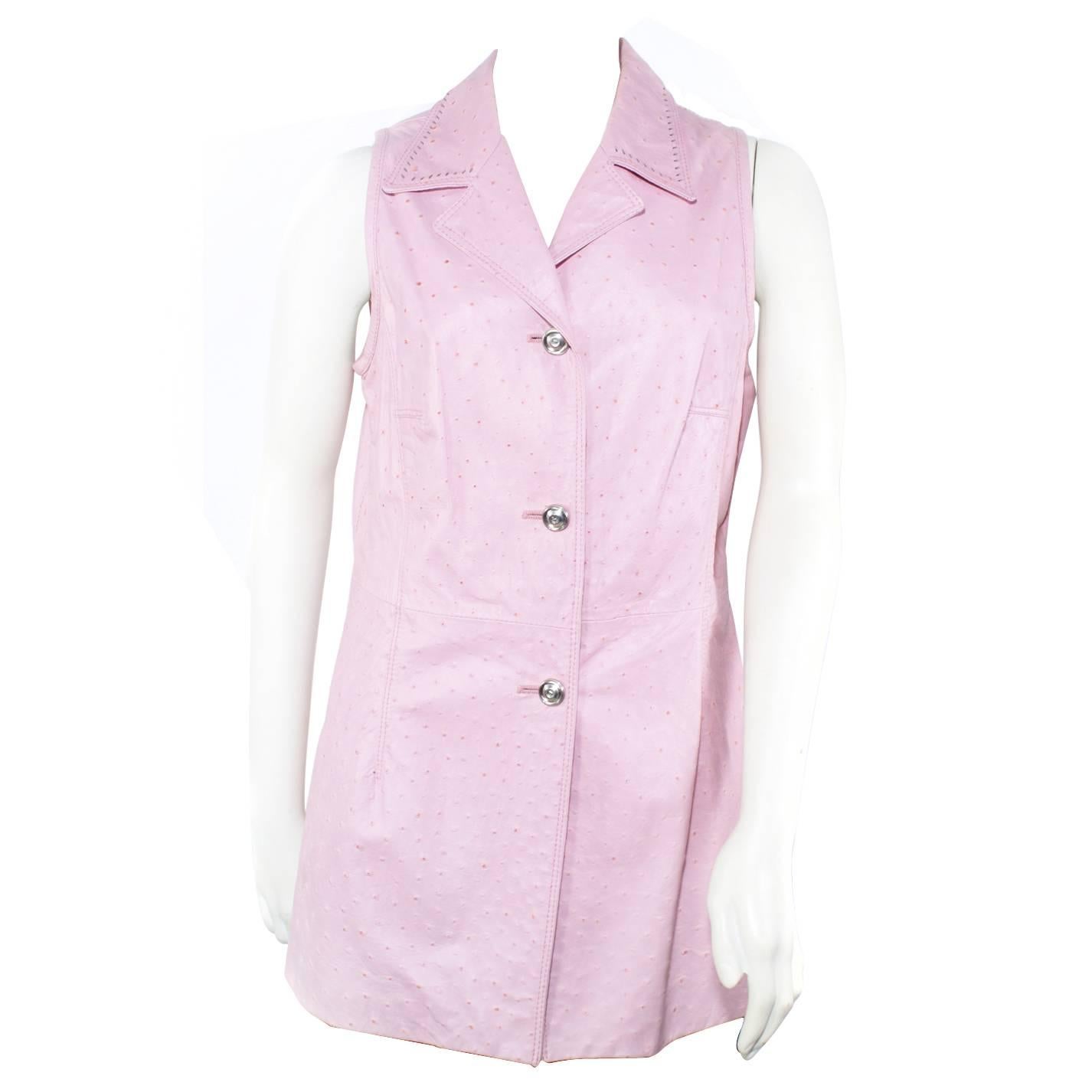 Gianfranco Ferre Pink Ostrich Leather Vest For Sale