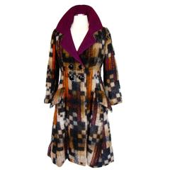Rare Ronald Amey Coat Tzaims Luksus Mohair Attr. + Silk Collar 1970s Sz 6 10