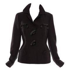 Prada Charcoal Grey Virgin Wool Jacket With Jeweled Embellishments, Fall 2005