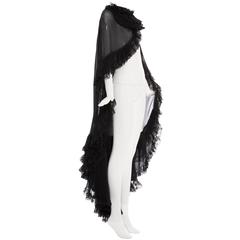 Dolce & Gabbana Black Silk Cape With Lace Trim