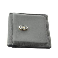 Retro Chanel Black Caviar Leather Coco Button Card Case