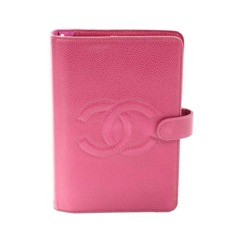 Chanel Pink Caviar Leather 6 Rings Large Agenda Cover