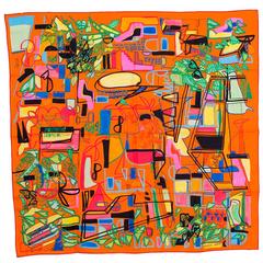 Hermes Carre Twill Modernisme Tropical Orange Vert Blue 2016