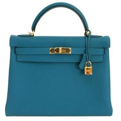 Brand New Hermes Kelly Cobalt Togo 32 retourne GHW