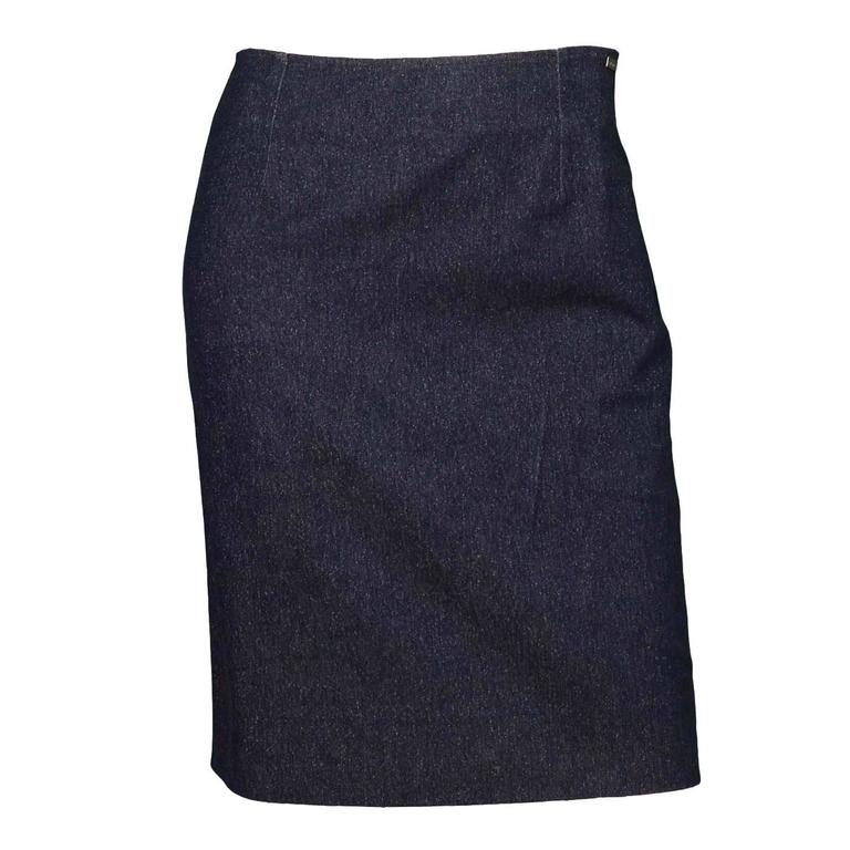 Chanel Blue Glitter Denim Pencil Skirt sz 40 For Sale at 1stDibs ...
