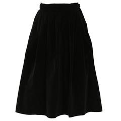 Vintage 1970s Christian Dior Black Velvet Skirt