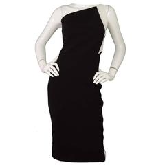 Roland Mouret Black & White Wool One-Shoulder Cocktail Dress sz 6