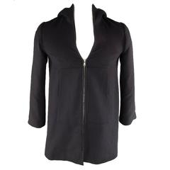 Agnes B. Men's Black Wool Blend Knit Hooded Zip Coat, Size 38 