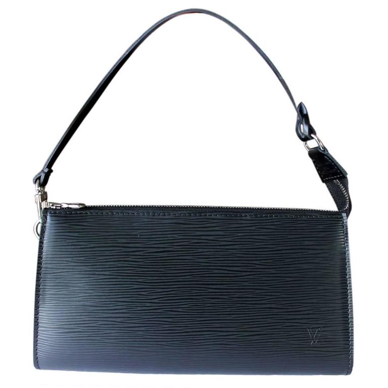 Louis Vuitton Black Epi Pochette Clutch Handbag in Box with dust bag at ...
