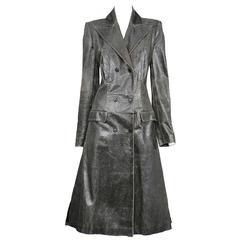 Vintage McQueen Overlook Crackled Leather Coat 