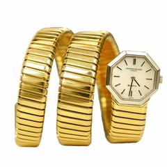 Bulgari Yellow Gold Octagon Tubogas Snake Wristwatch