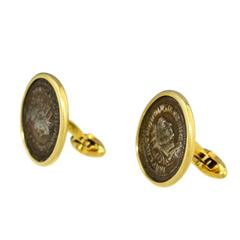 Bulgari Jaeger LeCoultre Gold Ancient Coin Cufflinks