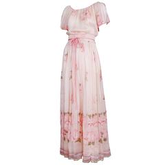 Valentino Haute Couture Floral Print Silk Chiffon Blouse & Skirt Ensemble 7
