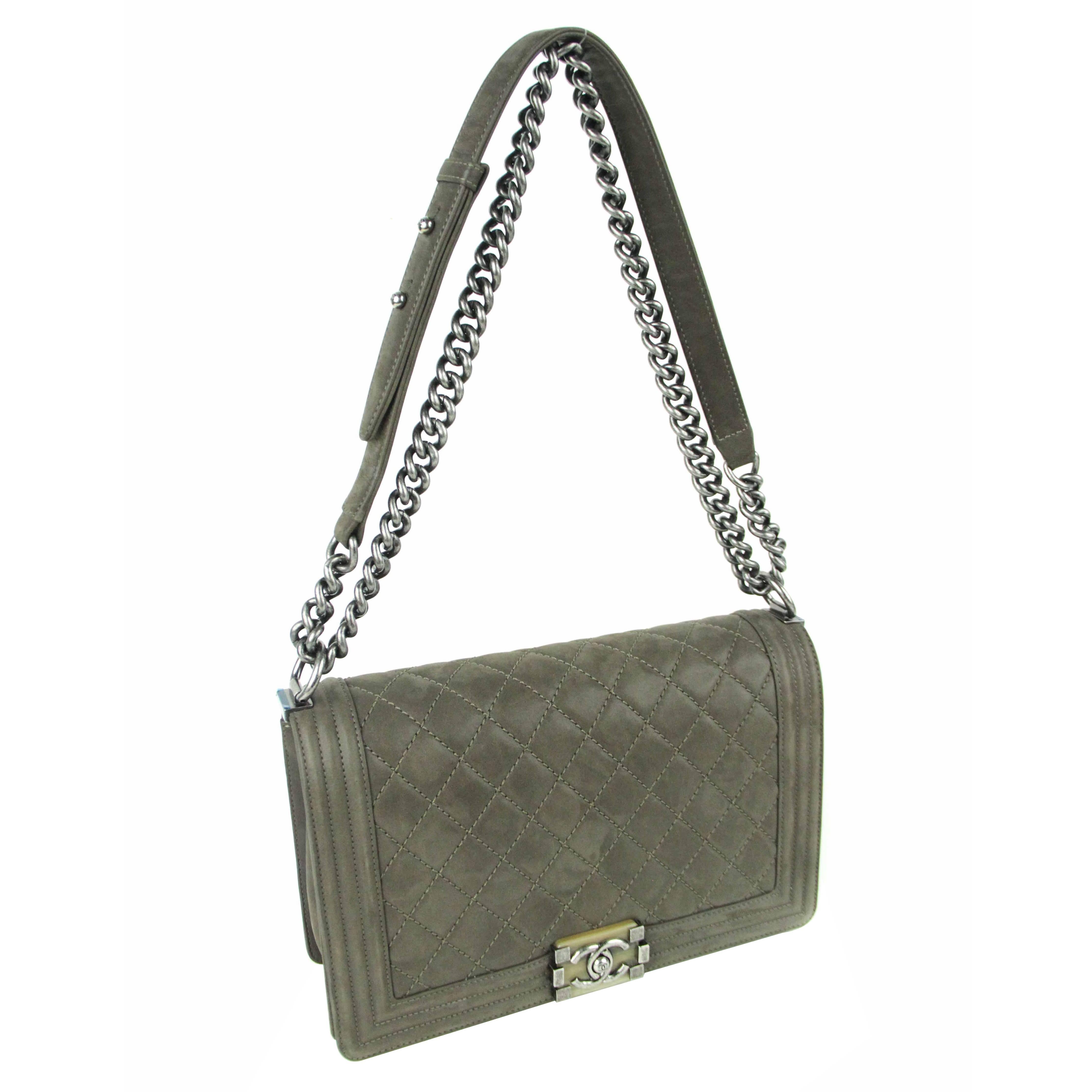 CHANEL Khaki Quilted Boy Bag at 1stDibs chanel boy khaki