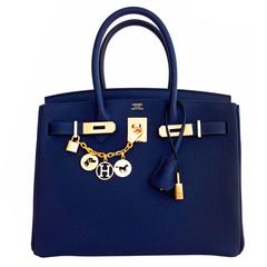 Hermes Marineblau Nuit Togo 30cm Birkin Gold Hardware Bleu Nuit Jewel-Toned Navy