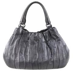 Prada Metallic Pewter Hobo Bag 