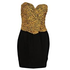 Yellow & Black Vicky Tiel Strapless Mini Dress 4