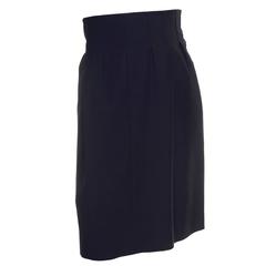 1990s High Waisted YSL Vintage Black Wool Skirt Yves Saint Laurent Rive Gauche