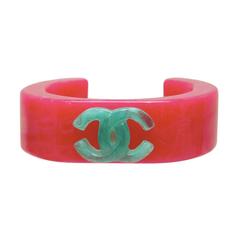 2004 Chanel Pink and Green Resin Cuff 