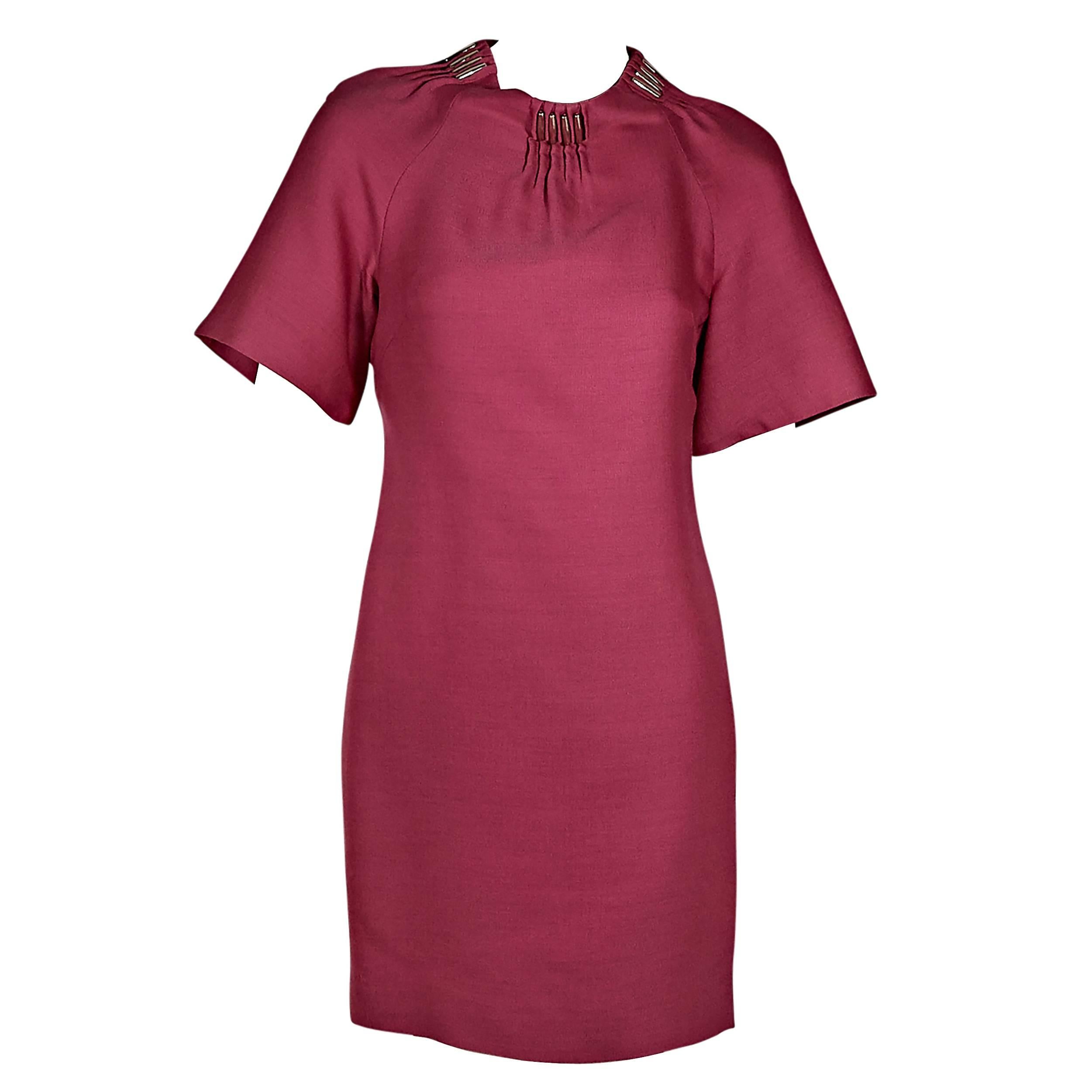 Pink Versace Silk & Wool Shift Dress
