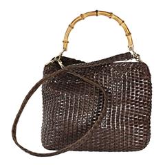 Brown Gucci Woven Satchel Bag