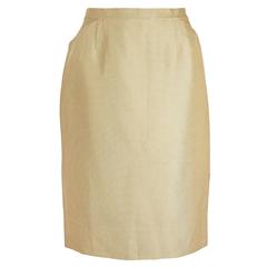 Gold Hermes Silk Pencil Skirt
