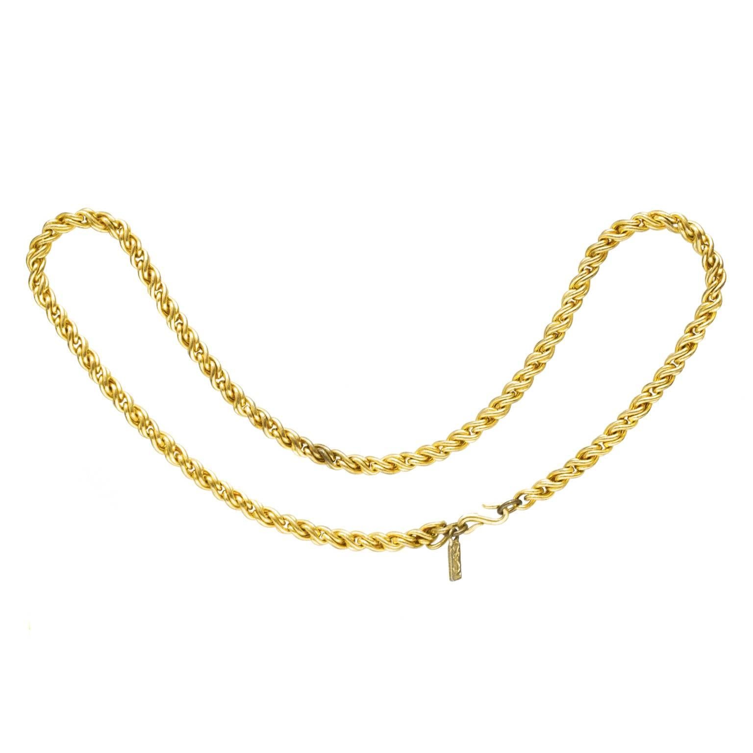 1980's Yves Saint Laurent YSL Twisted Rope Chain Necklace For Sale