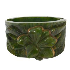 Bakelite Green Hinged Bangle