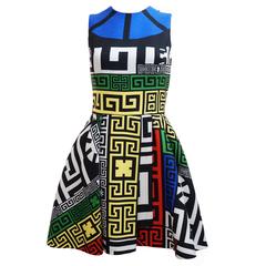 Versace #Greek Puzzle Print Dress 