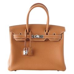 HERMES BIRKIN 30 Bag Coveted Classic Gold Togo Leather Palladium 6
