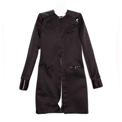 Balenciaga Black Silk & Leather Coat