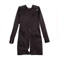 Balenciaga Black Silk & Leather Coat 11