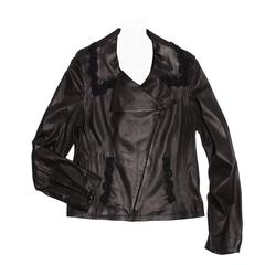 Chanel Black Leather & Lace Moto Style Jacket