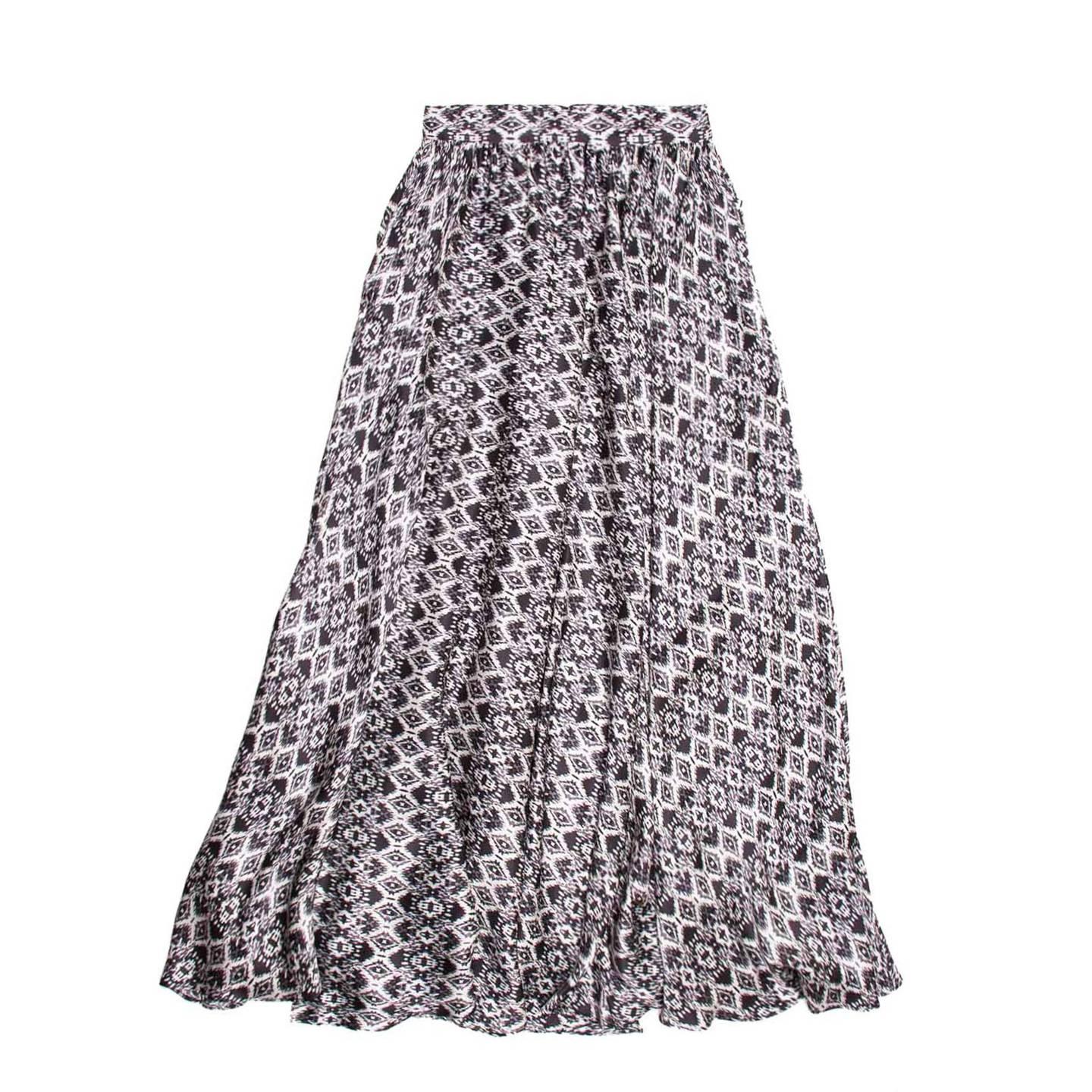 Pierre Balmain Black & White Long Silk Skirt For Sale